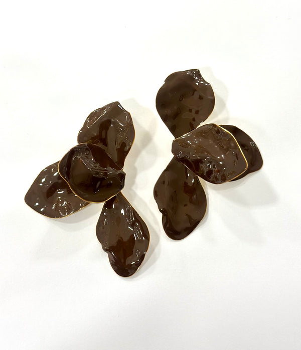 Orecchini mezzo Fiore marrone scuro